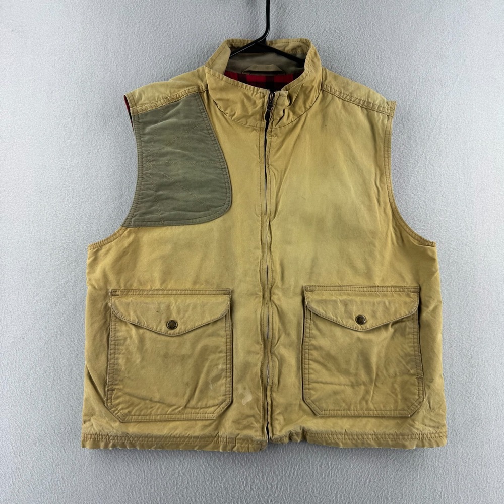 Vintage Filson Vest Mens XL‎ Tan Canvas Hunting Shooting Made in USA